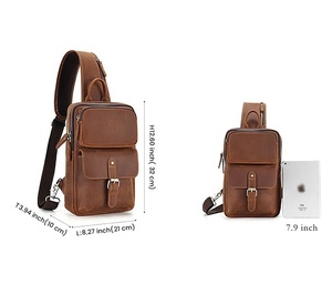 Sac de poitrine tendance en cuir véritable, design élégant, matériau respirant, durable, antivol, à une sangle, très demandé - Product Image 1