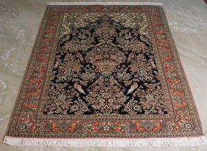 Tapis de luxe persan en laine de soie noué à la main multicolore traditionnel de renommée mondiale fait à la main inde maison prière utilisation lavable Floral - Product Image 5