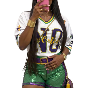 Women's Mesh Baseball Jersey V-Neck Short Sleeve Breathable Loose Fit Letter Print <b>Sports</b> <b>Apparel</b> All Seasons - Product Image 6