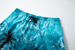 Pantalones cortos con cordón para hombre, estampado de palmeras, tropicales, de verano, para playa, informales, con botones, para vacaciones, coloridos, blancos, estampados, camiseta de verano para hombre - Product Image 3