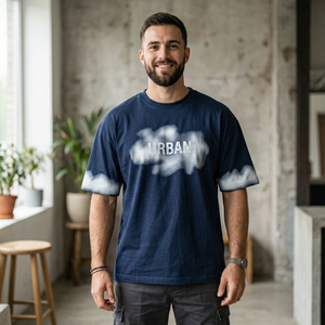 T-shirt en coton pour homme Urban Print, manches courtes, col rond, jersey décontracté, coupe classique, motif lettres, logo imprimé en relief au dos du col - Product Image 2