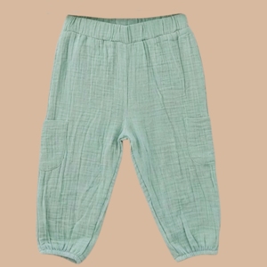 Pantalones de Muselina Orgánica Cot & Candy en Color Verde Azulado para Bebés - Product Image 2