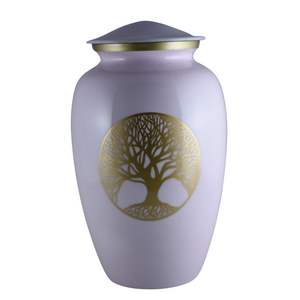 Urne funéraire en aluminium pour cendres humaines |   Urne commémorative gravée Arbre de Vie |   Capacité de 200 pouces cubes - Product Image 1