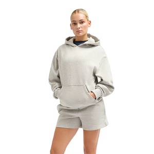 Conjunto de Sudadera con Capucha y Pantalones Cortos de 2 Piezas para Mujer, Color Personalizado, Felpa, Corte Regular Informal, Sólido, para Uso Diario, Algodón, Invierno, Largo, Transpirable - Product Image 3