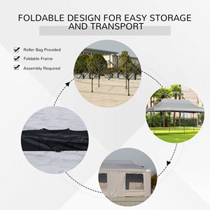 Tendone Istantaneo Pop-up 3x6m con Pareti Laterali e Porte, Borsa con Ruote per il Trasporto, Altezza Regolabile per Feste - Product Image 5