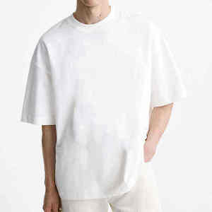 เสื้อยืดโอเวอร์ไซส์ขายส่งใหม่สำหรับผู้ชาย และเสื้อยืดไซส์ใหญ่แบบเรียบ สามารถสกรีนโลโก้ได้ คุณภาพสูง สำหรับทุกเพศ - Product Image 3