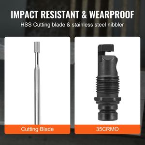 Dual-Head Metal <b>Nibbler</b> Cutter with 360 Degree Drill Attachment and Extra Punch Die Multipurpose Cutting Hole Access - Product Image 6