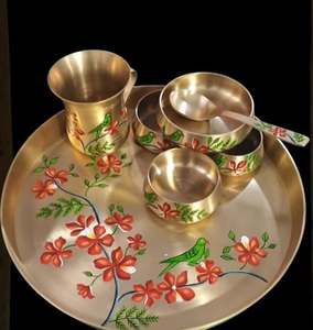 Ensemble cadeau Sagan Thali pour 1 personne, vaisselle classique en bronze, portable - Product Image 3