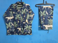 Conjunto de Pijama de Top Corto y Pantalones con Estampado Animal Negro, 100% Algodón Orgánico, Transpirable, Ultra Suave, Sexy y Casual para Mujer, para Todas las Temporadas