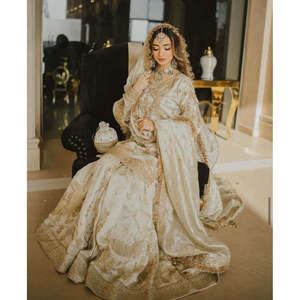 Valam - Conjunto de Salwar Kameez de Seda Beige para Diseñador de Moda, Elegante para Fiestas, Top, Pantalón y Dupatta, Talla M - Product Image 1