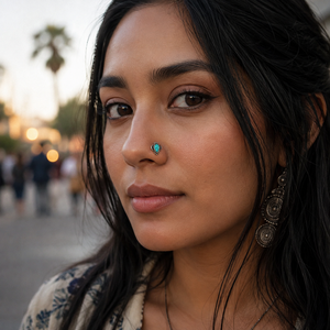 Bijou artisanal indien haut de gamme en argent sterling 925 avec turquoise en forme de poire, clou de nez pour femmes et jeunes filles - Product Image 3