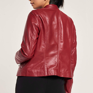 Luxury <b>Women</b> Leather <b>Jacket</b> Soft Feel Regular Style Full Front Zip Casual Winter Fashion Outerwear Custom OEM ODM Wholesale - Product Image 4