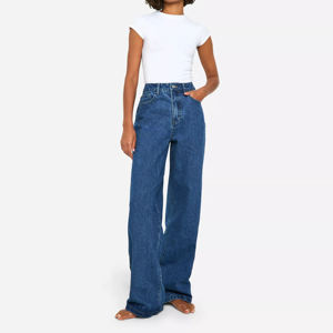 Jeans de Mezclilla Premium para Mujer, Estilo Urbano, con Bordado de Logotipo Personalizado, Servicio OEM, Moda Casual para Toda Temporada - Product Image 2