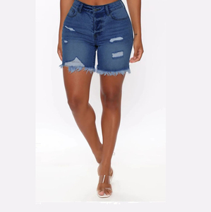 High-Waisted Mid-<b>Thigh</b> Denim Shorts Summer Casual Embroidered Washed Skinny Straight Breathable Jeans Shorts - Product Image 2