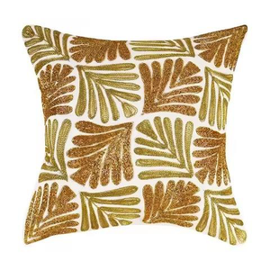 Luxury Seed Beads Embroidered Decorative <b>Cushion</b> <b>Cover</b> Handmade Beaded Embroidery Floral <b>Cushion</b> <b>Cover</b> Design - Product Image 2