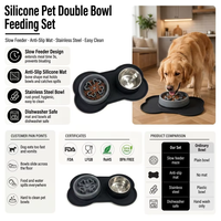 Bol en silicone pour animaux de compagnie, pour chiens et chats, bols d'alimentation pour animaux, bol pour nourriture pour chien avec design anti-déversement et antidérapant