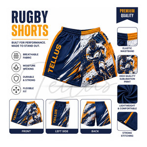 Short de rugby respirant pour homme de haute qualité, couleur personnalisée, entraînement d'équipe, course à pied, coupe ajustée - Product Image 4