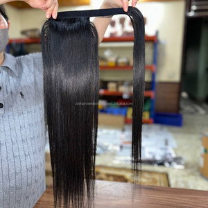 Queue de cheval lisse en cheveux humains, extensions de cheveux vierges vietnamiens, produits capillaires naturels, queue de cheval à enrouler, ne s'emmêle jamais, qualité supérieure - Product Image 4
