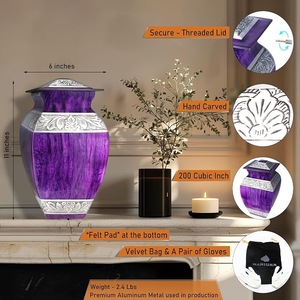 Urne funéraire haut de gamme en laiton pour cendres humaines, récipient commémoratif bohème avec couvercle sécurisé, objet décoratif durable pour chambre et porche - Product Image 1