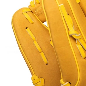 Gant de baseball en cuir jaune pour droitier, modèle H-Web, doigts entièrement couverts, fermeture auto-agrippante, taille adulte - Product Image 3