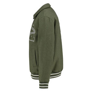 OEM Custom Men's Hooded <b>Winter</b> <b>Quilted</b> Varsity Jacket with Canvas Fabric Embroidered Patches Custom Logo - Product Image 2