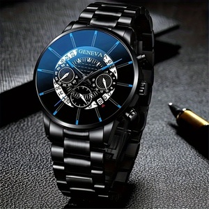 Juego de 4 Relojes de Cuarzo Redondos Elegantes para Hombre y Reloj Negro para Hombre - Product Image 3