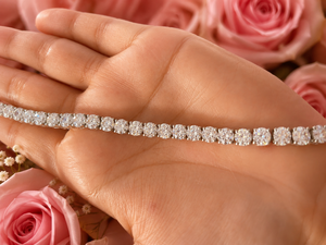 Colour Mountain 7.5 Inch White Gold Plated 925 Sterling Silver Cut Moissanite Tennis <b>Bracelet</b> Luxury Unisex Jewelry - Product Image 1