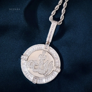 Pendentif Allah pour Hommes - Pendentif Allah en Moissanite Baguette en Argent, Pendentif Allah Islamique, Pendentif Calligraphie Allah Premium - Product Image 3