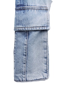 Pantalon cargo en jean déchiré taille haute Haven Apparels, écologique, respirant, avec applique étoile, bords effilochés, coupe ample, style streetwear - Product Image 5
