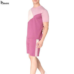 Ensemble 2 pièces homme : T-shirt et short en tricot graphique, coton respirant, décontracté, économique, imprimé par transfert thermique, couleur dégradée - Product Image 6