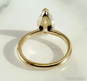 Anillo de Compromiso con Diamante Cultivado en Laboratorio de Primera Calidad, Corte Pera, 1 CT, EF VVS VS, Sin Níquel, Sin Plomo, para Mujer, Oro Sólido de 10k/14k/18k, para Novia - Product Image 6