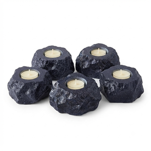 Support de bougie en pierre naturelle sculptée à la main en pierre de cristal bleue, pierre précieuse d'agate, pour la guérison, vente en gros - Product Image 2