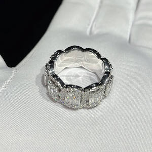 Anillos de Campeón con Diamantes Moissanita Redondos y Baguette Engastados para Hombre, Plata de Ley 925, Estilo Hip Hop, Anillo de Compromiso y Boda - Product Image 6