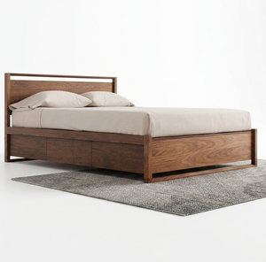 Alpen Teak Queen/King Soft <b>Bed</b> <b>Platform</b> <b>Bed</b> <b>Frame</b> Built-in Storage Durable Eco-Friendly Solid Wood Modern Bedroom Furniture - Product Image 2
