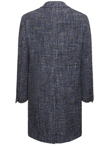 Manteau trench pour homme en laine mélangée à carreaux, double boutonnage, col rabattu, coupe ajustée - Product Image 5
