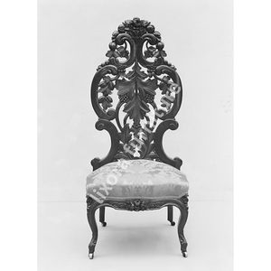 Silla de Comedor de Madera Maciza Hecha a Mano de Lujo con Tallado Ornamental de Hoja de Uva y Asiento Tapizado Floral - Product Image 5