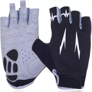 Gants de cyclisme d'hiver unisexes, demi-doigts, respirants, absorption des chocs, adhérence sûre, sport de plein air, vélo, néoprène gris - Product Image 4