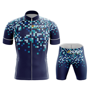 Jersey de Ciclismo Personalizado Azul de Manga Corta, Ecológico, 100% Poliéster, Unisex, Alta Elasticidad, Logotipo Frontal - Product Image 1