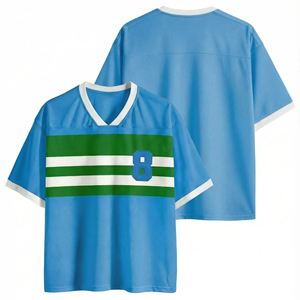 Camisetas de fútbol personalizadas 100% malla, hechas a medida, para entrenamiento y práctica, con diseño de rayas grandes, camisetas de fútbol de malla. - Product Image 1