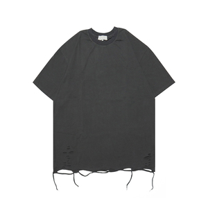 T-shirt Homme Distressed 100% Coton Respirant Couleur Unie Logo Personnalisé Écologique – Meilleure Vente OEM en Gros - Product Image 1