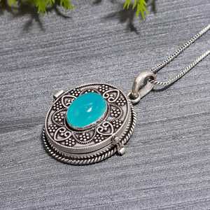 NIKHIL GEMS Natural Chalcedony Pill Box Pendant Handmade 925 Sterling Silver Vintage Engagement Secret Compartment <b>Locket</b> - Product Image 5