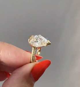 Bague solitaire en diamant taille poire VS1 de 2,00 carats cultivé en laboratoire, en or massif 14K, sertie demi-clos, cadeau d'anniversaire pour partenaire de vie - Product Image 6