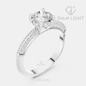 Bague de fiançailles en or blanc 14 carats avec diamant de laboratoire de 1,009 carats, coupe ronde, bague de mariée, certifiée IGI, bijoux fins, cadeau pour femme - Product Image 2
