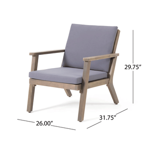 Conjunto de Muebles de Jardín Temecula de 4 Plazas en Madera de Acacia, Sofá de Dos Plazas, Mesa de Centro, 2 Sillones con Acabado Gris Oscuro, Muebles de Patio - Product Image 5