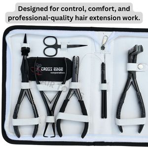 Kit de pinces pour extensions de cheveux noirs avec outil d'ouverture de perles de séparation de cheveux, pince à sertir les perles, pinces de salon et mini-ciseaux - Product Image 6