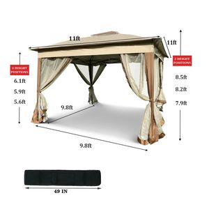 Gazebo Pop-up da Esterno 3,35x3,35 m con Tenda a Rete Rimovibile con Cerniera, Tetto Morbido a 2 Livelli, Tenda per Eventi per Patio, Cortile e Giardino - Product Image 4