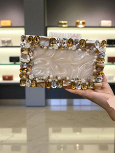 Luxury <b>Black</b> Acrylic Storage <b>Bag</b> Evening <b>Clutch</b> <b>Bag</b> Elegant Swan Clasp Bridal Purse Handmade MOP Resin <b>Wedding</b> Handbag Wholesale - Product Image 4