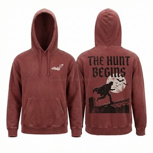 <b>Brown</b> Vintage Wash Hoodie Custom Bat Drummer Print Streetwear Heavyweight Oversized Fleece Pullover Mens Apparel Manufacturer - Product Image 6