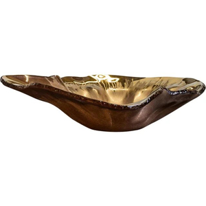 Cuencos de lujo para servir alimentos, de metal resistente, de forma redonda, con exterior pintado en esmalte rojo y chapado en oro de alta calidad. - Product Image 3