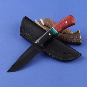 Cuchillo de caza nórdico de acero al carbono con recubrimiento en polvo, hoja fija biselada de 8.5 pulgadas, punta caída, para camping, con resina de grado industrial - Product Image 1